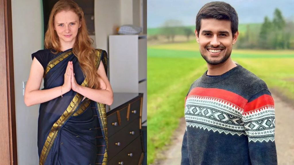 Karolina Goswami walking with security after facing threats from Dhruv Rathee's fanbase.